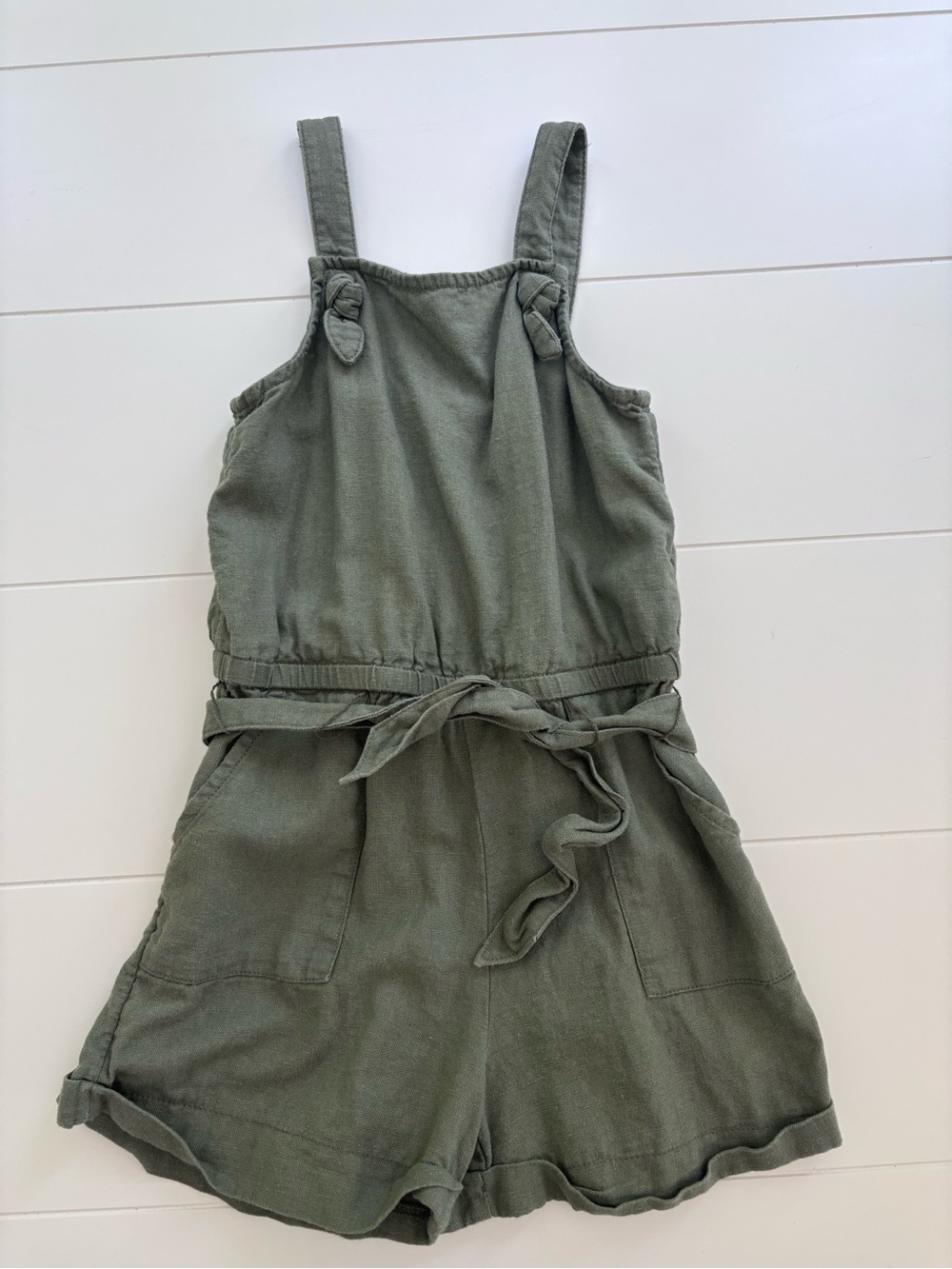 Old Navy Olive Green Linen-Blend Jumpsuit